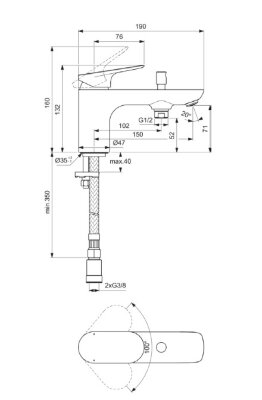 Набортный смеситель для ванны Ideal Standard CERALIFE O BE031AA