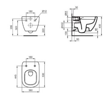 Унитаз подвесной Ideal Standard TESI