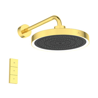 Круглый 3-функциональный верхний душ 330 мм Ideal Standard SOLOS A7890A2 с LED-подсветкой, с настенным держателем 400 мм.