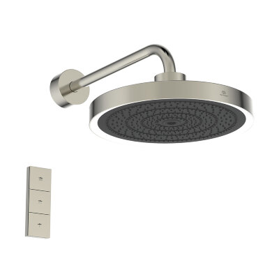 Круглый 3-функциональный верхний душ 330 мм Ideal Standard SOLOS A7890GN с LED-подсветкой, с настенным держателем 400 мм