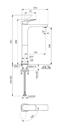 Смеситель для раковины Ideal Standard CERALIFE C BE050AA c технологией BlueStart