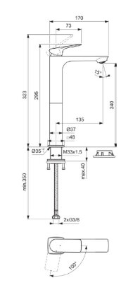Смеситель для раковины Ideal Standard CERALIFE C BE050AA c технологией BlueStart
