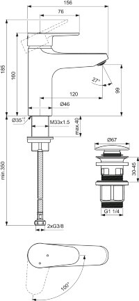 Смеситель для раковины Ideal Standard Alu+ BE130SI