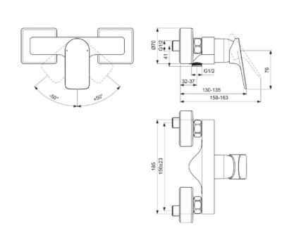 Настенный смеситель для душа Ideal Standard CERALIFE C BE066AA