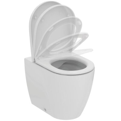 Напольный пристенный безободковый унитаз Ideal Standard ELLISSE T569401 с сиденьем и крышкой с функцией плавного закрытия