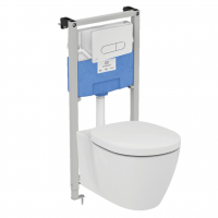 Пневматический промо-набор 4 в 1 Ideal Standard с унитазом E047901 CONNECT AquaBlade®, с сиденьем и крышкой E772401, с инсталляцией PROSYS 120 P и пневматической панелью смыва OLEAS™ P1