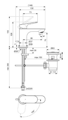 Смеситель для раковины Ideal Standard CERALIFE O BE002AA c технологией BlueStart