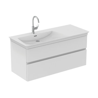 Асимметричная тумба для раковины 120х50 см для подвесного монтажа Ideal Standard FINESSE E3447Y1  левая версия, 2 ящика