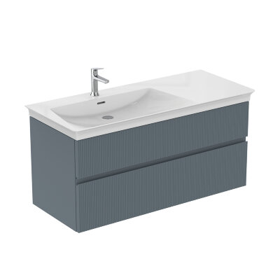 Асимметричная тумба для раковины 120х50 см для подвесного монтажа Ideal Standard FINESSE E3447UQ левая версия, 2 ящика