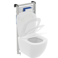 Пневматический промо-набор 4 в 1 Ideal Standard с унитазом T0079V1 TESI AquaBlade®, с сиденьем и крышкой T3527V1, с инсталляцией PROSYS 120 P и пневматической панелью смыва OLEAS™ P1